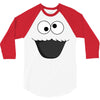 Cookie Monster Face 3/4 Sleeve Shirt