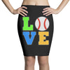love baseball neon rhinestuds Pencil Skirts
