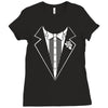 tuxedo wedding marriage prom holiday fancy dress cool geek nerd Ladies Fitted T-Shirt