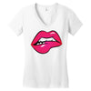 sexy lip biting Women's V-Neck T-Shirt