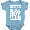 world's okayest boyfriend couple love funny Baby Onesie