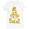 uomo dakar stampa oro moto deserto parigi africa sport Ladies Fitted T-Shirt