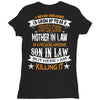 Super Cool Mother In Law Of A Freaking Awesome Son In Law Ladies Fitted T-Shirt