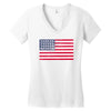 t-rex vintage american flag Women's V-Neck T-Shirt