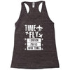 TIME TO FLY TO LONDON PARIS NEW YORK Racerback Tank