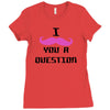 i mustache you a question pink mustache Ladies Fitted T-Shirt