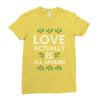 Love Actually Is All Around Ugly Christmas for dark Ladies Fitted T-Shirt