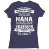 Super Cool Nana Of A Freaking Awesome Grandson Ladies Fitted T-Shirt