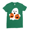 pumpkin with boo Ladies Fitted T-Shirt
