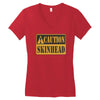 caution skinhead, ideal birthday gift or present Women's V-Neck T-Shirt