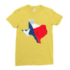 Eroded Texas Map With Flag Ladies Fitted T-Shirt