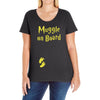 Muggle On Board Yellow Ladies Curvy T-Shirt