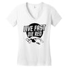 live fast die red Women's V-Neck T-Shirt