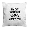 my cat was right Throw Pillow