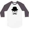 hat wayfarer glasses funny moustache hipster funny geek light tee shir 3/4 Sleeve Shirt