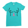 breast with pink ribbon Ladies Fitted T-Shirt