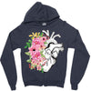 Heart And Flowers Zipper Hoodie
