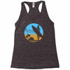 beach surfer silhouette birds sand waves palm Racerback Tank