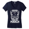 Never Underestimate Dog Rescuer Who Was Born March Women's V-Neck T-Shirt