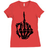 middle finger skeleton bone skull grafitti art Ladies Fitted T-Shirt