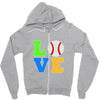 love baseball neon rhinestuds Zipper Hoodie