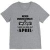 never underestimate an old man who was born in april V-Neck Tee