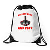 gaming hold and play Drawstring Bags