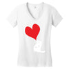 bird love heart animal graph note music party pop art gift Women's V-Neck T-Shirt