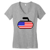 usa curling Women's V-Neck T-Shirt