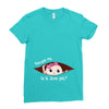 June Peeking Out Baby Girl Ladies Fitted T-Shirt