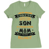Super Cool Son Of A Freaking Awesome Mom Ladies Fitted T-Shirt