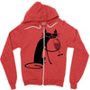 cat and wine Zipper Hoodie