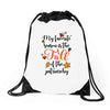 my favorite season is the fall of the patriarchy Drawstring Bags