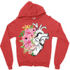Heart And Flowers Zipper Hoodie
