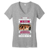 Never Underestimate A Man Who Watches Friends And Was Born in December Women's V-Neck T-Shirt