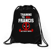 training to kill francis deadpool Drawstring Bags