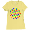 funny girly colorful patterns mustaches Ladies Fitted T-Shirt