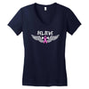 angel wing believe breast cancer Women's V-Neck T-Shirt