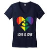 Love Is Love LGBT Rainbow Heart Women's V-Neck T-Shirt