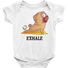 yoga pug exhale Baby Bodysuit