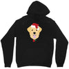 golden retriever dog with red santa's hat Unisex Hoodie