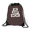 v5 eat sleep shoot Drawstring Bags