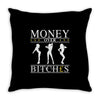money over bitches graphic Throw Pillow