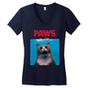 Jaws Parody Paws Women's V-Neck T-Shirt