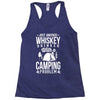 whiskey and camping! Racerback Tank