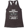 never underestimate an old man who was born in july Racerback Tank