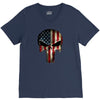 skull us flag V-Neck Tee
