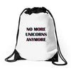 no more unicorns 2 Drawstring Bags