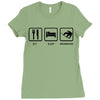 eat sleep snowboard mens black snowboarding t shirt wow Ladies Fitted T-Shirt
