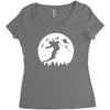 skiier moon moonlight silhouett Women's Triblend Scoop T-shirt